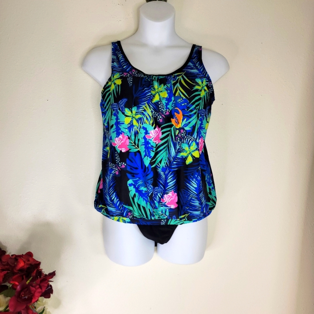 Tropical Print Tankini Top and Bottom